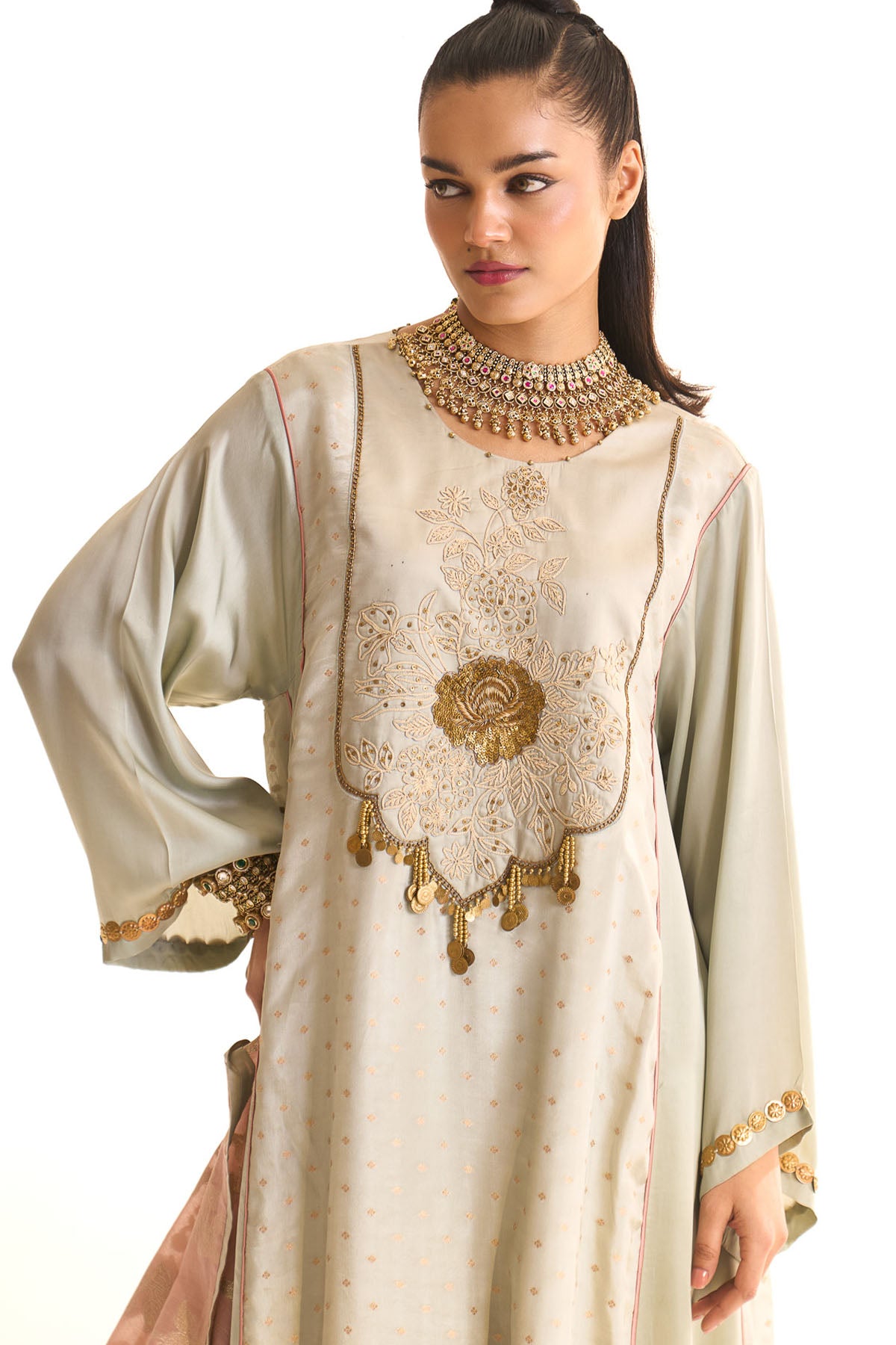 Summer mist Teal Kalidar york kurta set