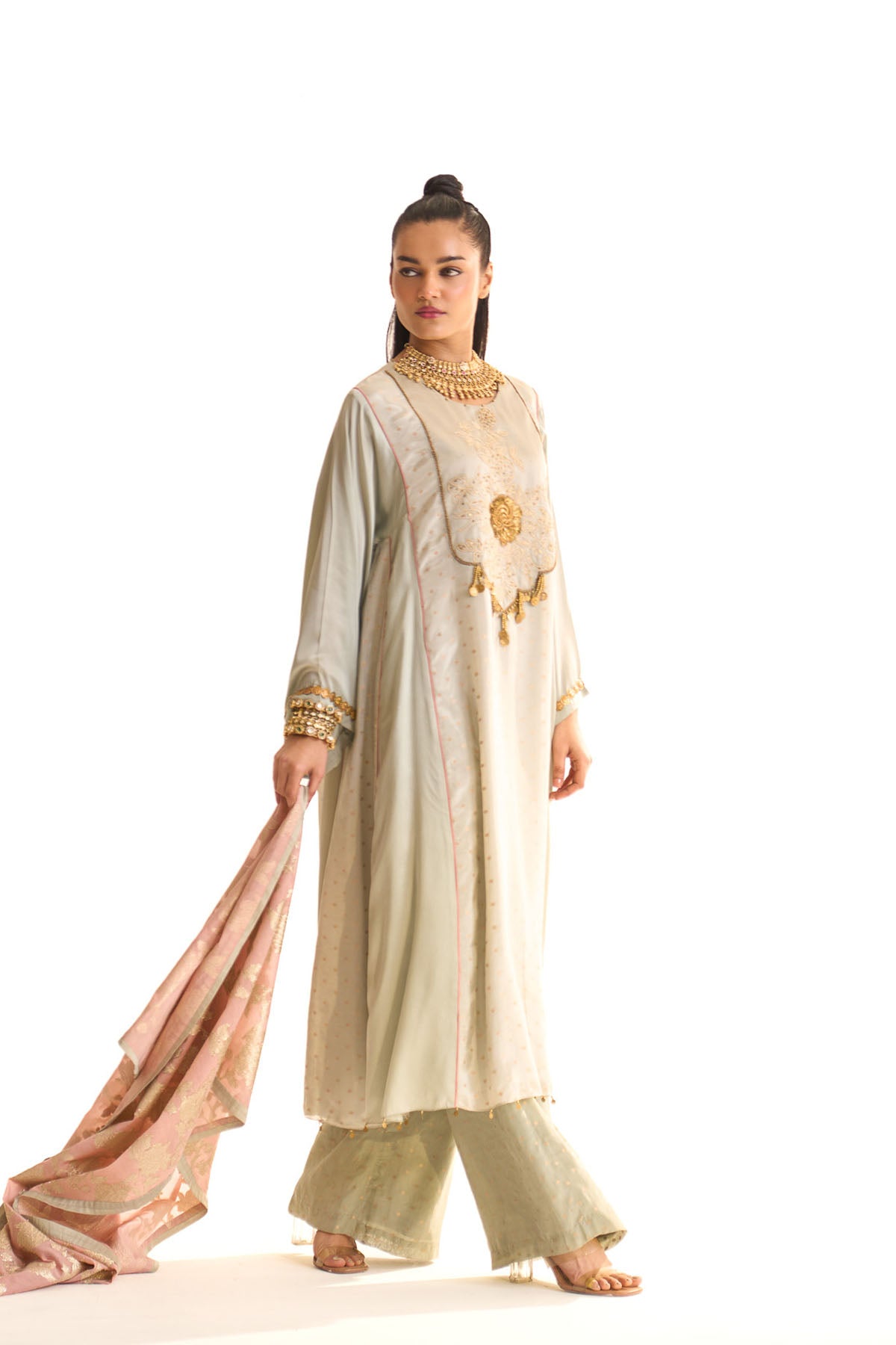 Summer mist Teal Kalidar york kurta set