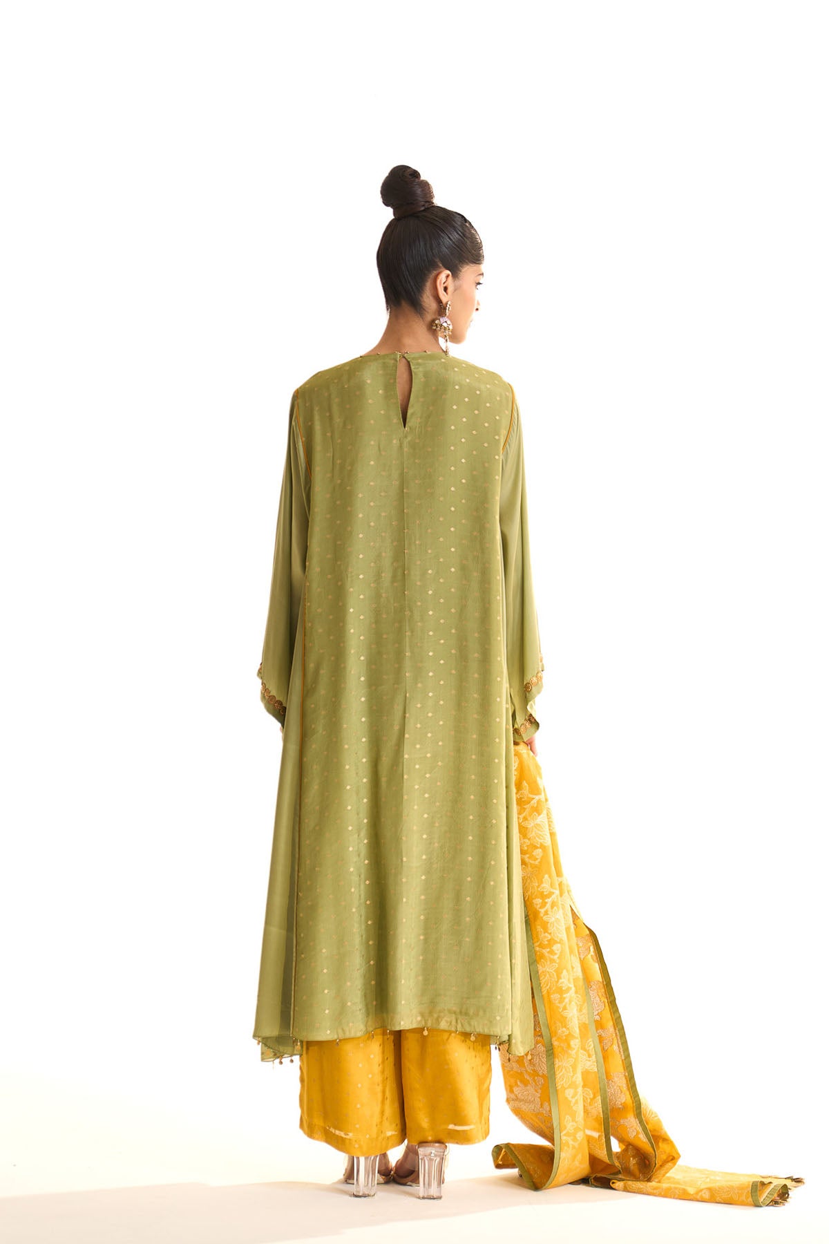 Summer mist Green Kalidar york kurta set