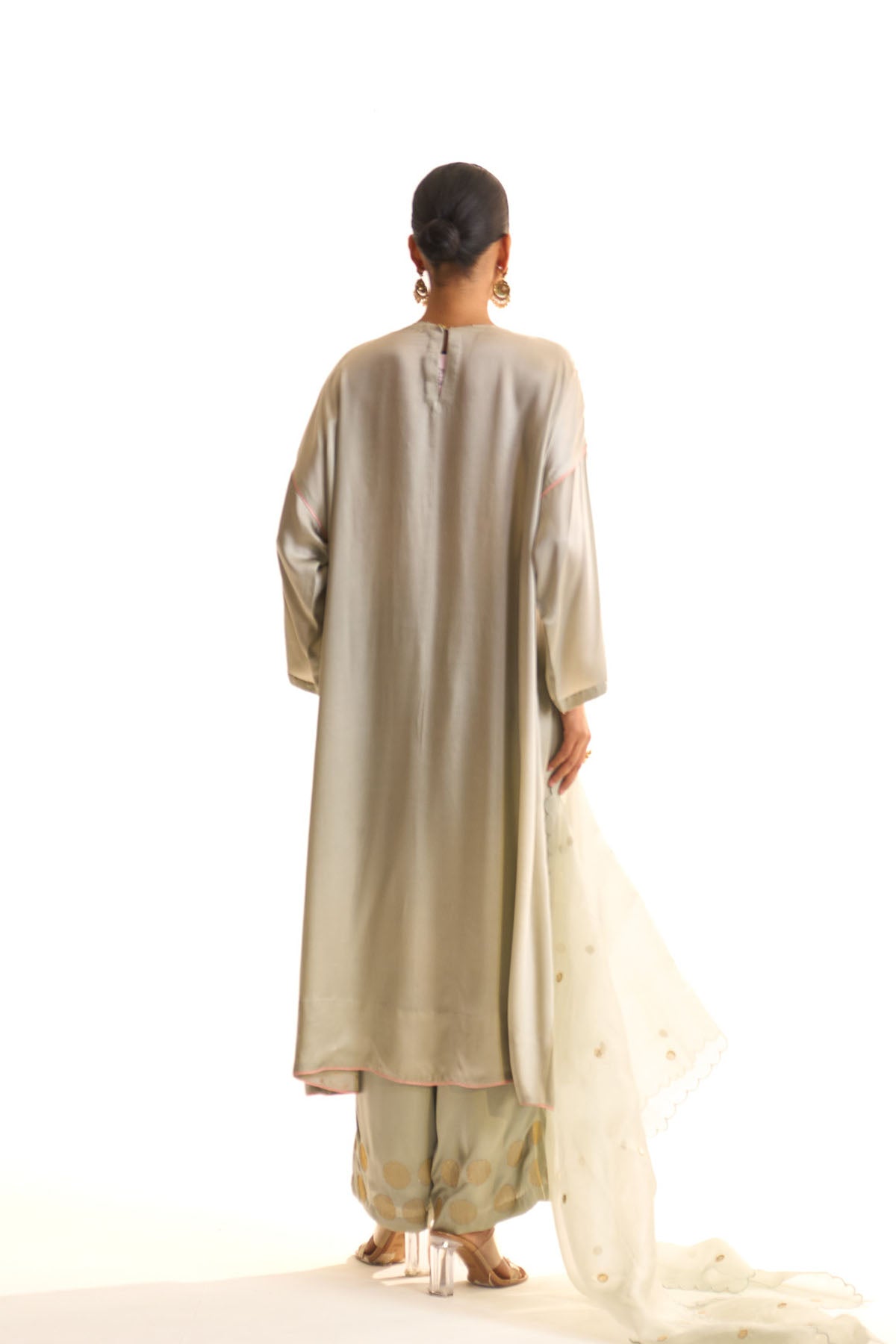 Summer mist Teal Applique circle kurta set