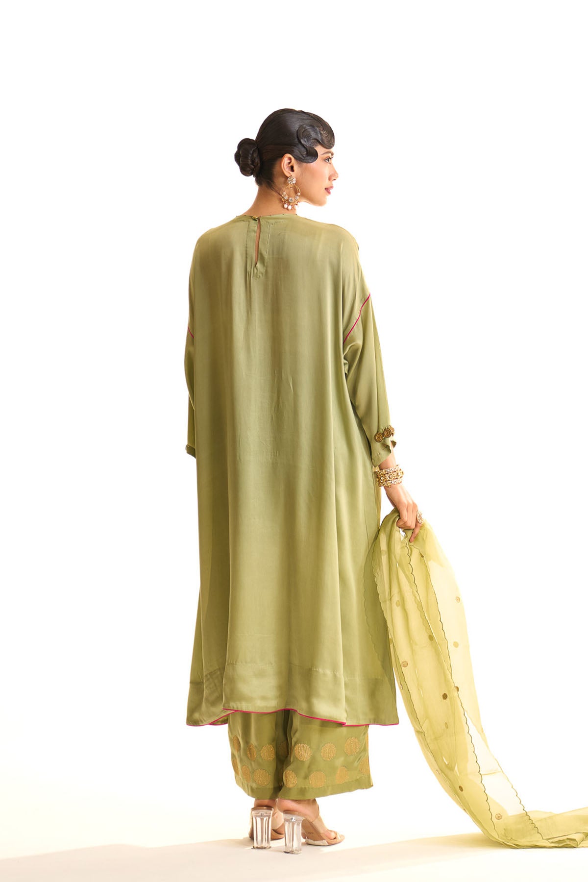 Summer mist Green Applique circle kurta set