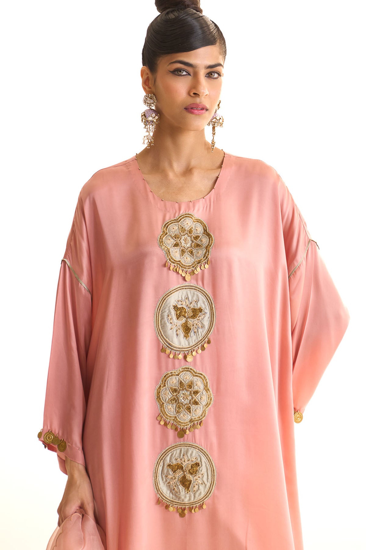 Summer mist Pink Applique circle kurta set