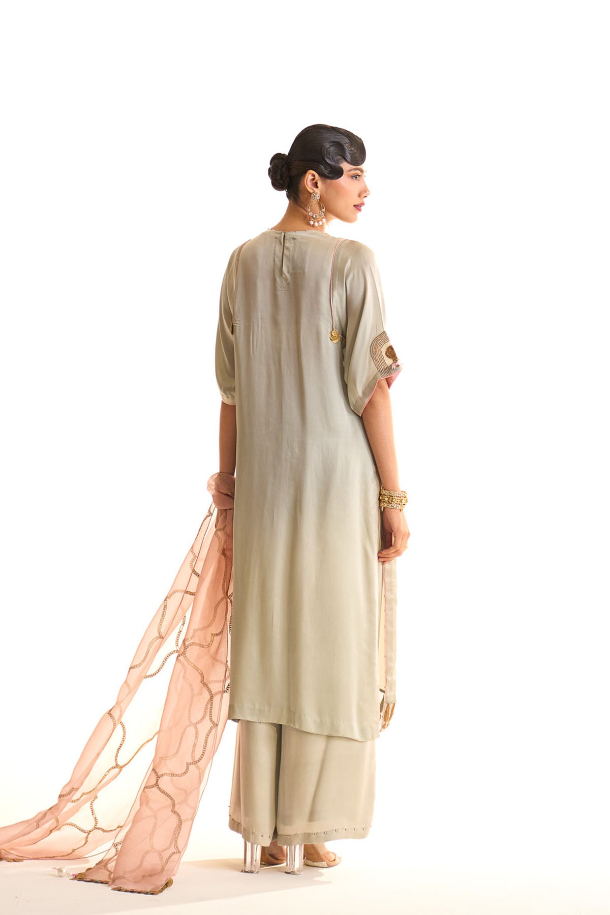 Summer mist Teal Gold anar kurta set