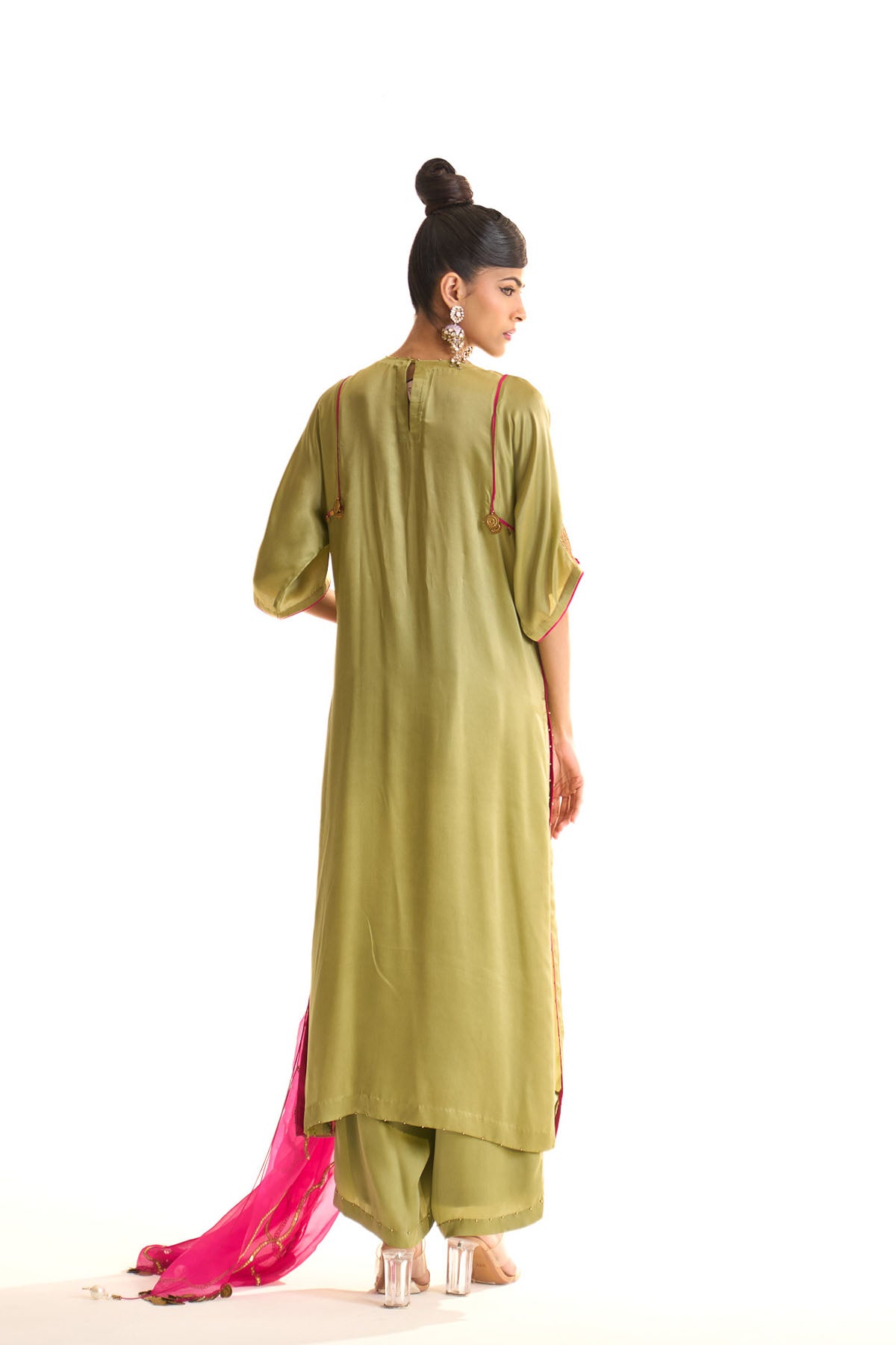 Summer mist Green Gold anar kurta set
