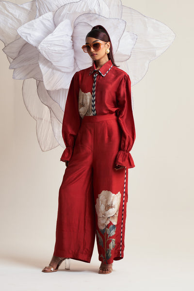 Ruby blossom Puff sleeve shirt