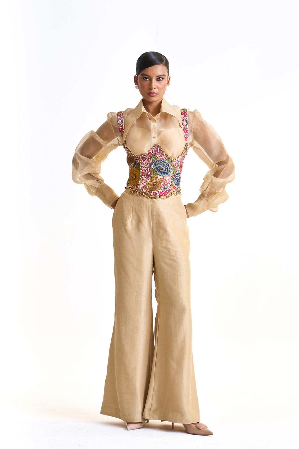 Vintage garden corset belt set