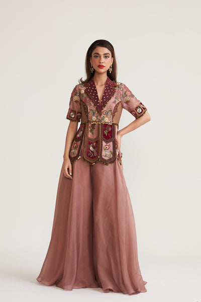 Vintage museum Peplum top sharara set