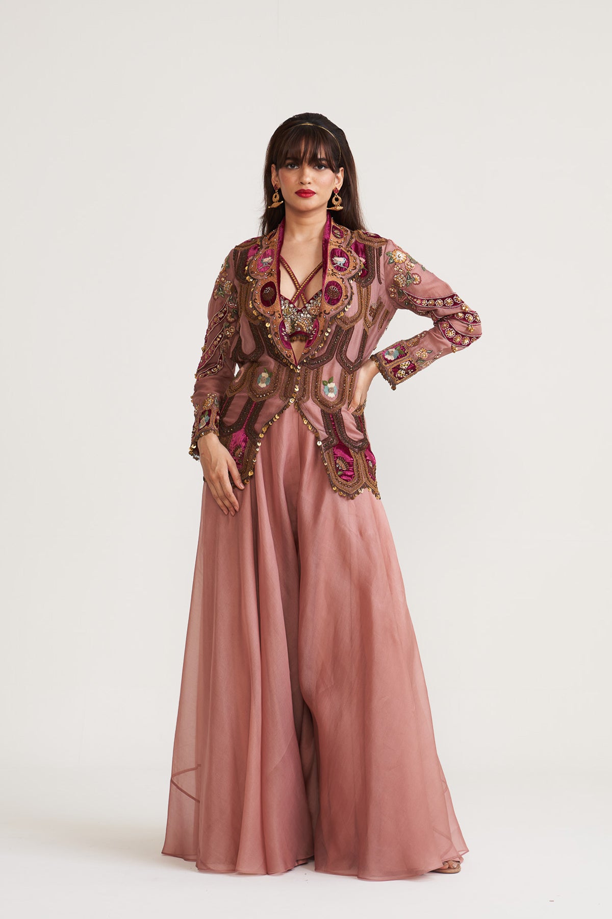Scallop jacket and sharara set