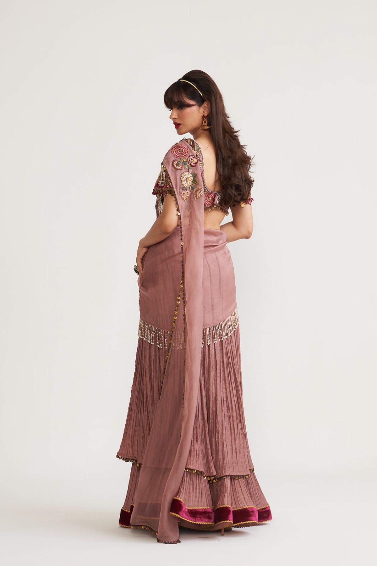 Vintage museum Crinkle drape saree