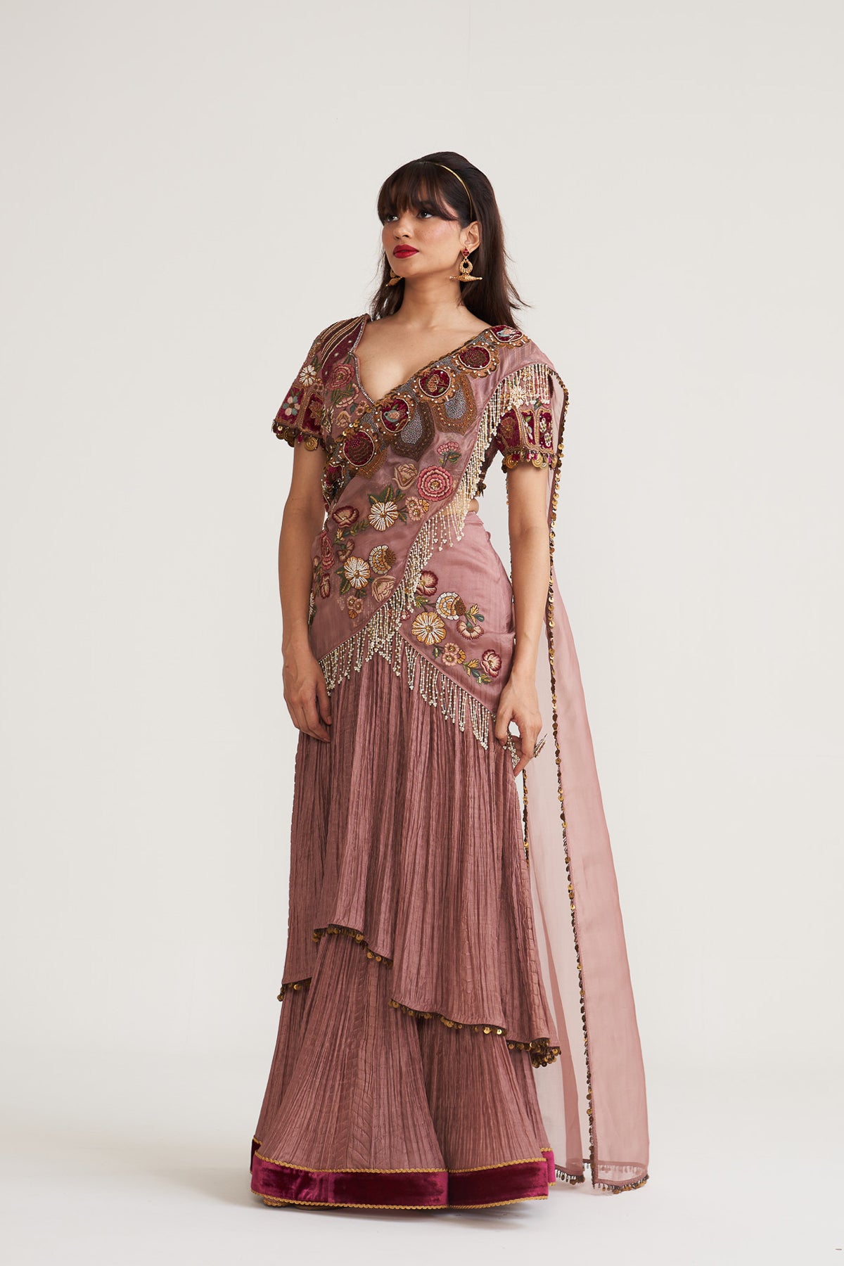 Vintage museum Crinkle drape saree