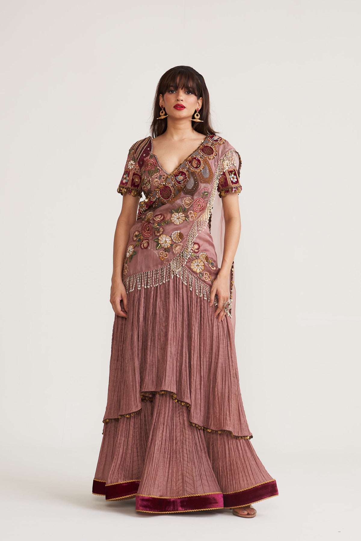 Vintage museum Crinkle drape saree