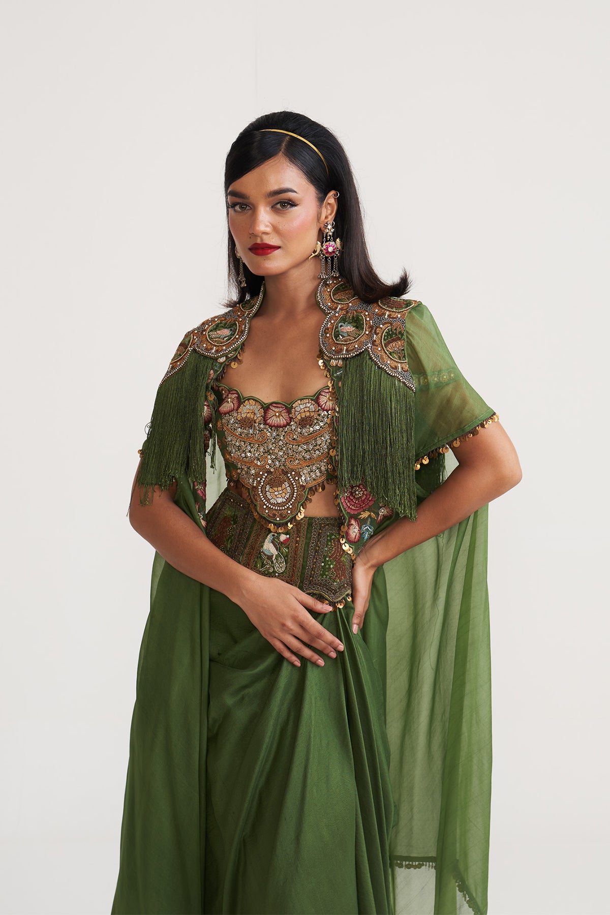 Cape with drape skirt set