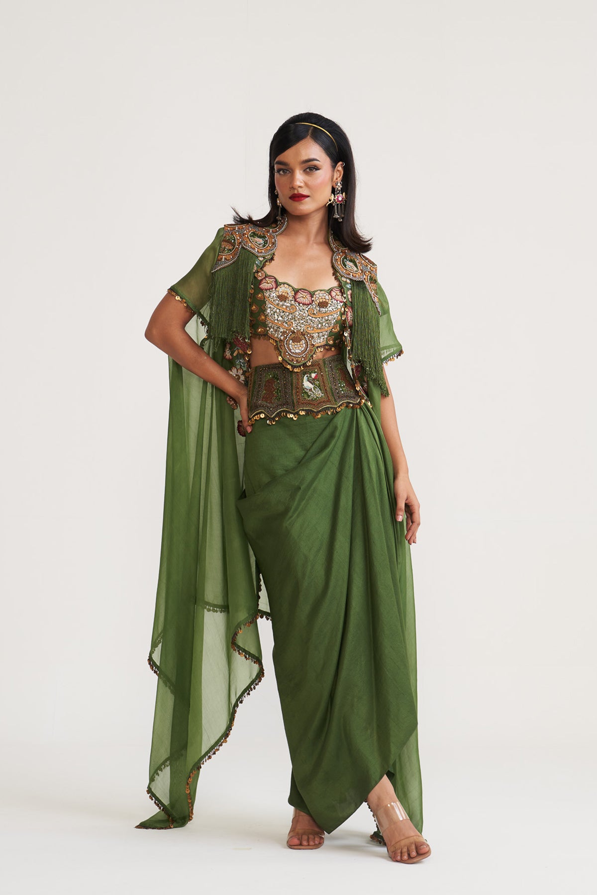 Cape with drape skirt set