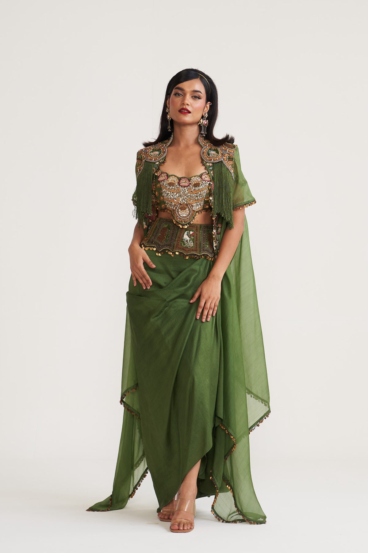 Cape with drape skirt set