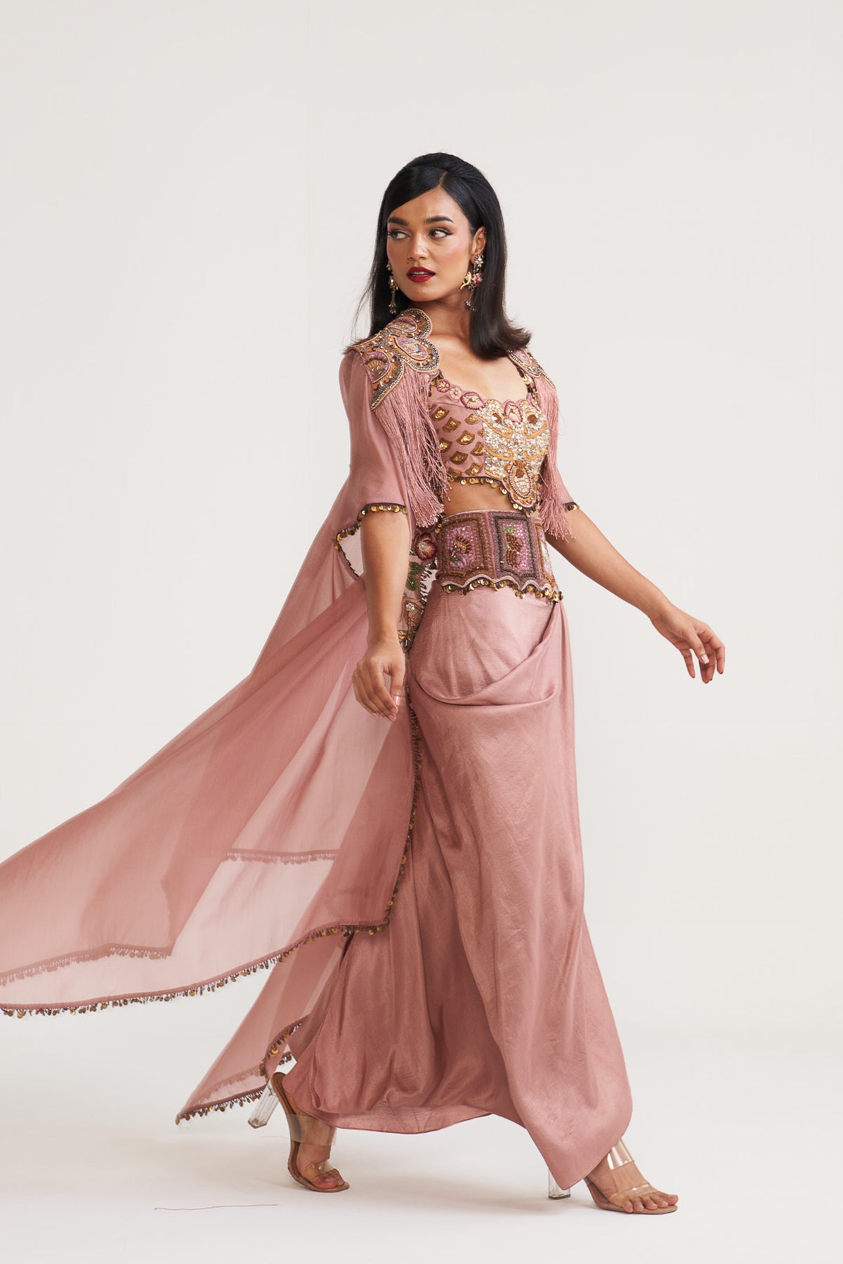 Cape with drape skirt set