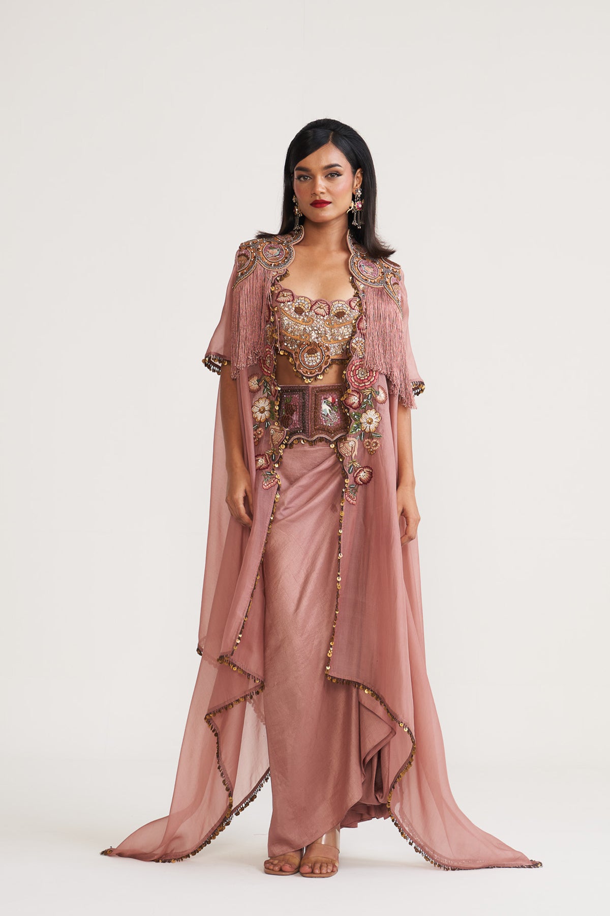 Cape with drape skirt set