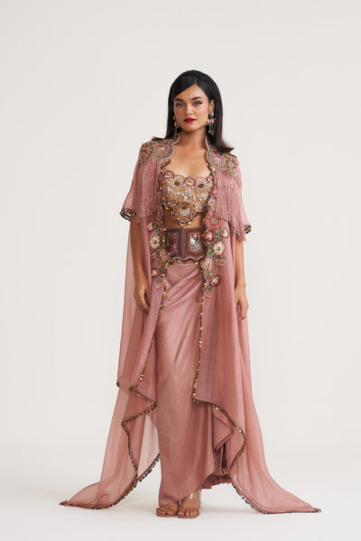 Vintage museum Cape with drape skirt set