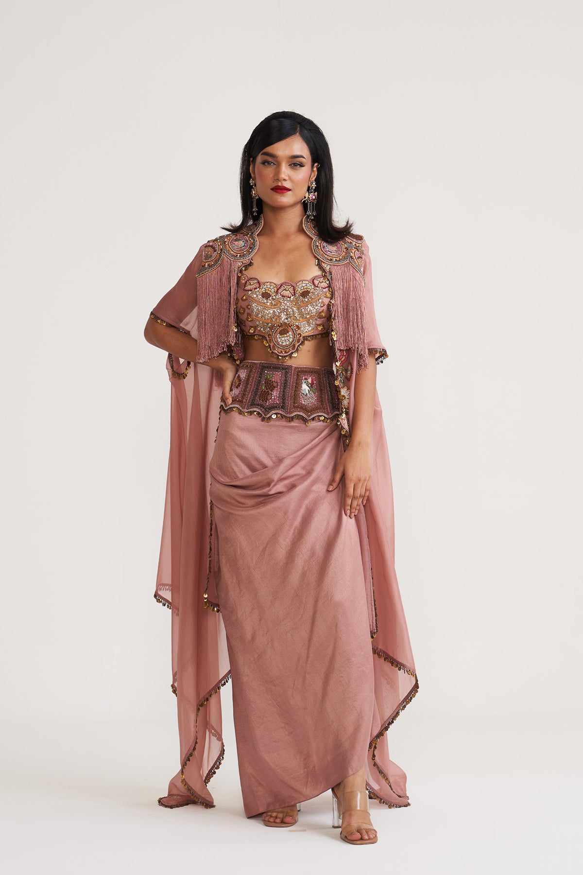 Cape with drape skirt set