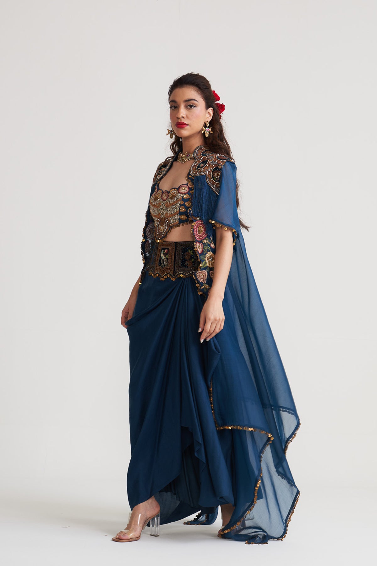 Cape with drape skirt set