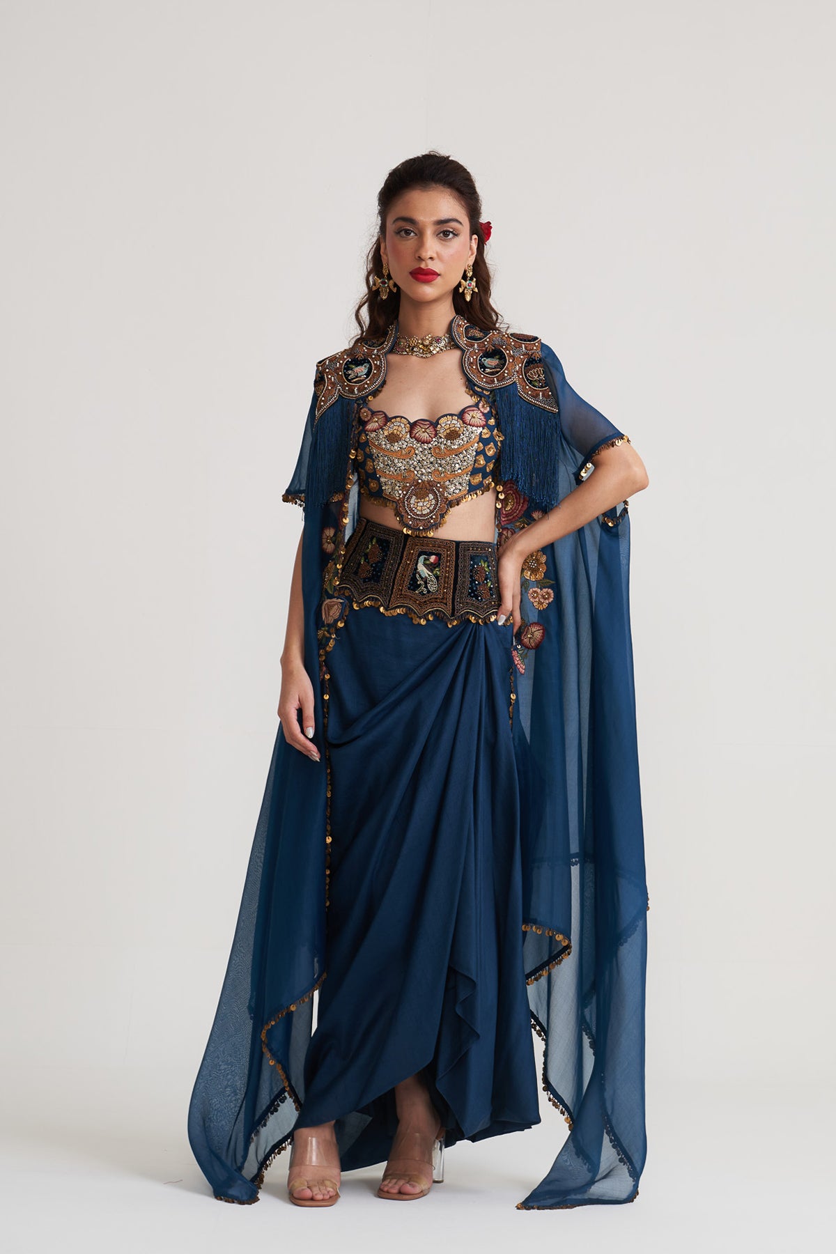 Cape with drape skirt set