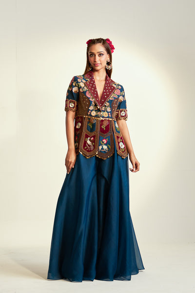 Vintage museum Peplum top sharara set