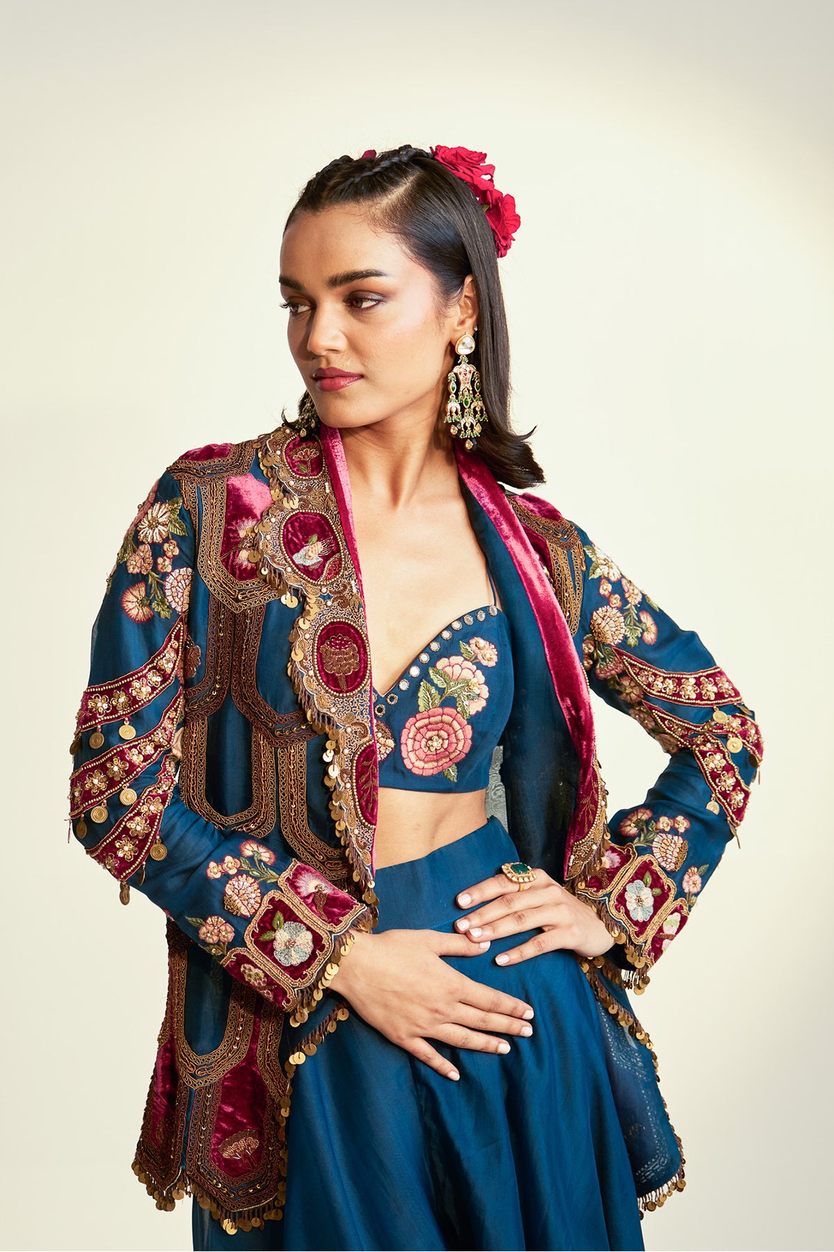 Scallop jacket and sharara set