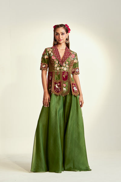 Vintage museum Peplum top sharara set