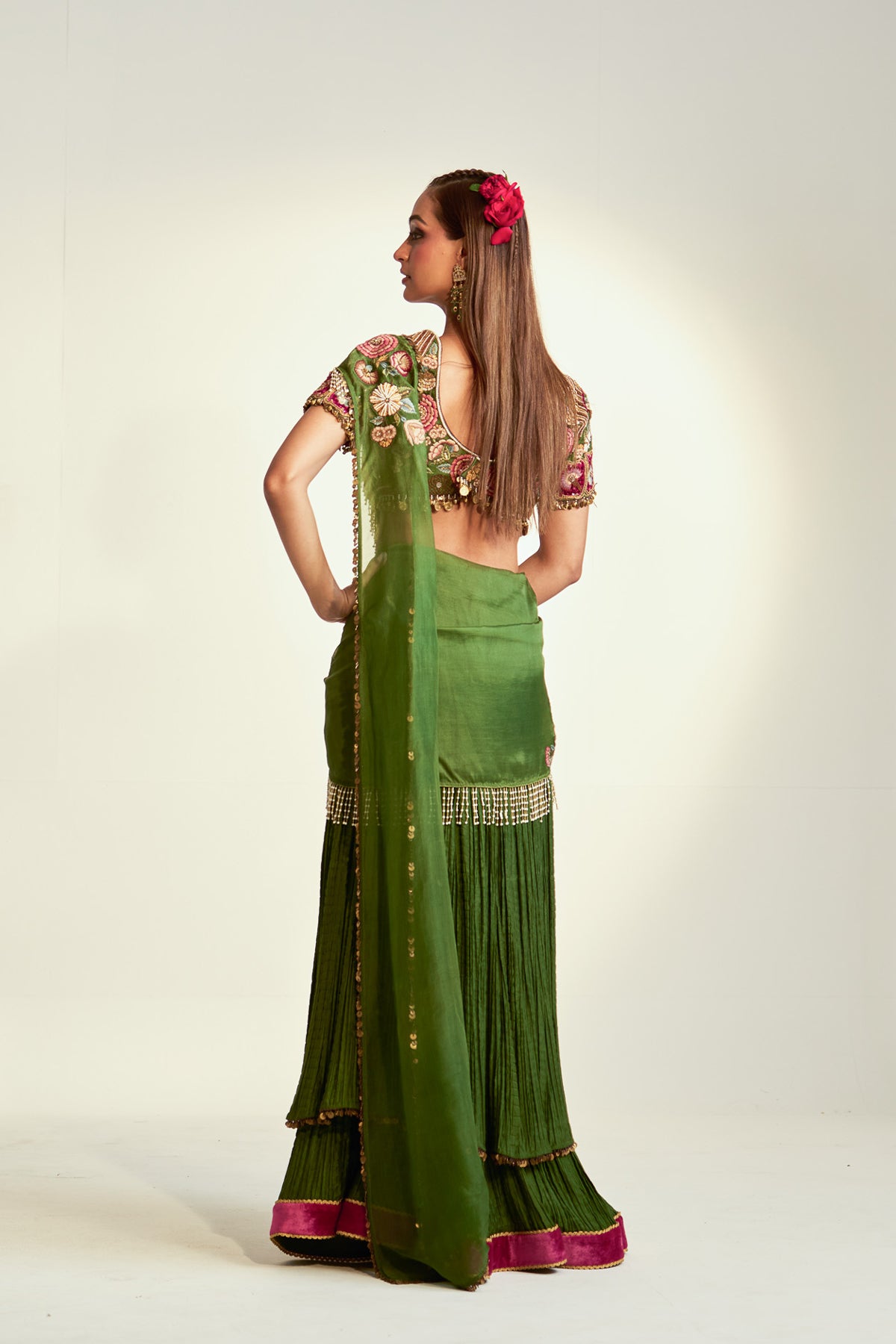Crinkle drape saree