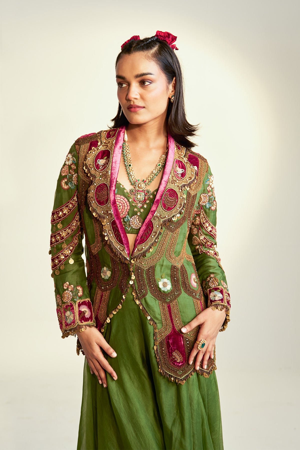 Scallop jacket and sharara set