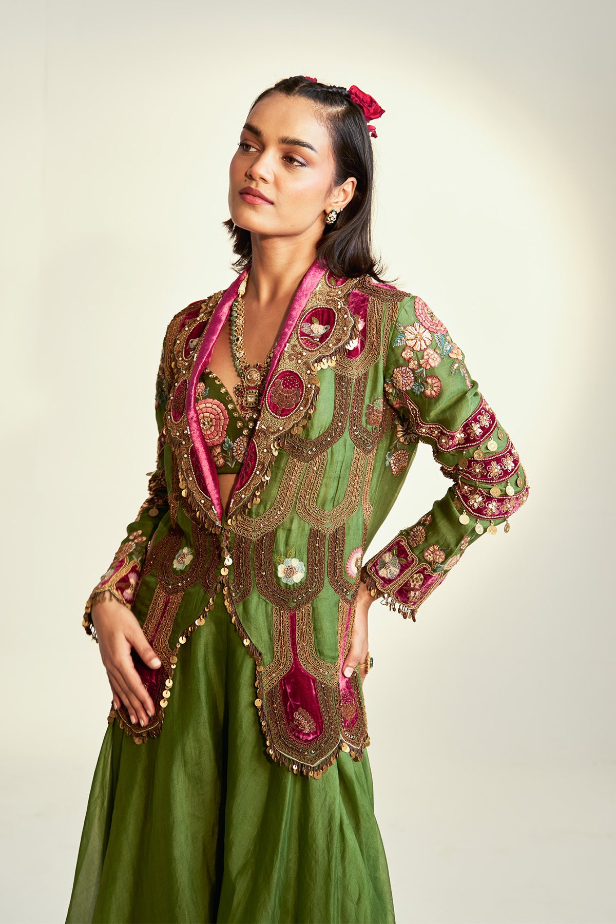 Scallop jacket and sharara set