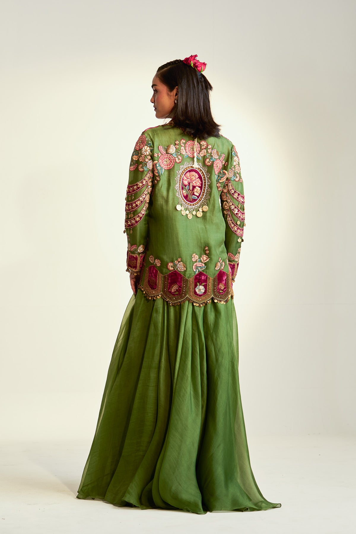 Scallop jacket and sharara set