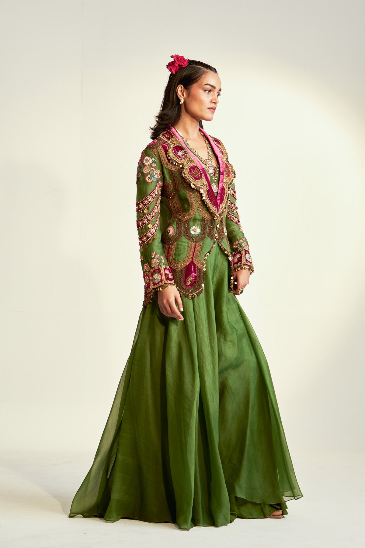 Scallop jacket and sharara set