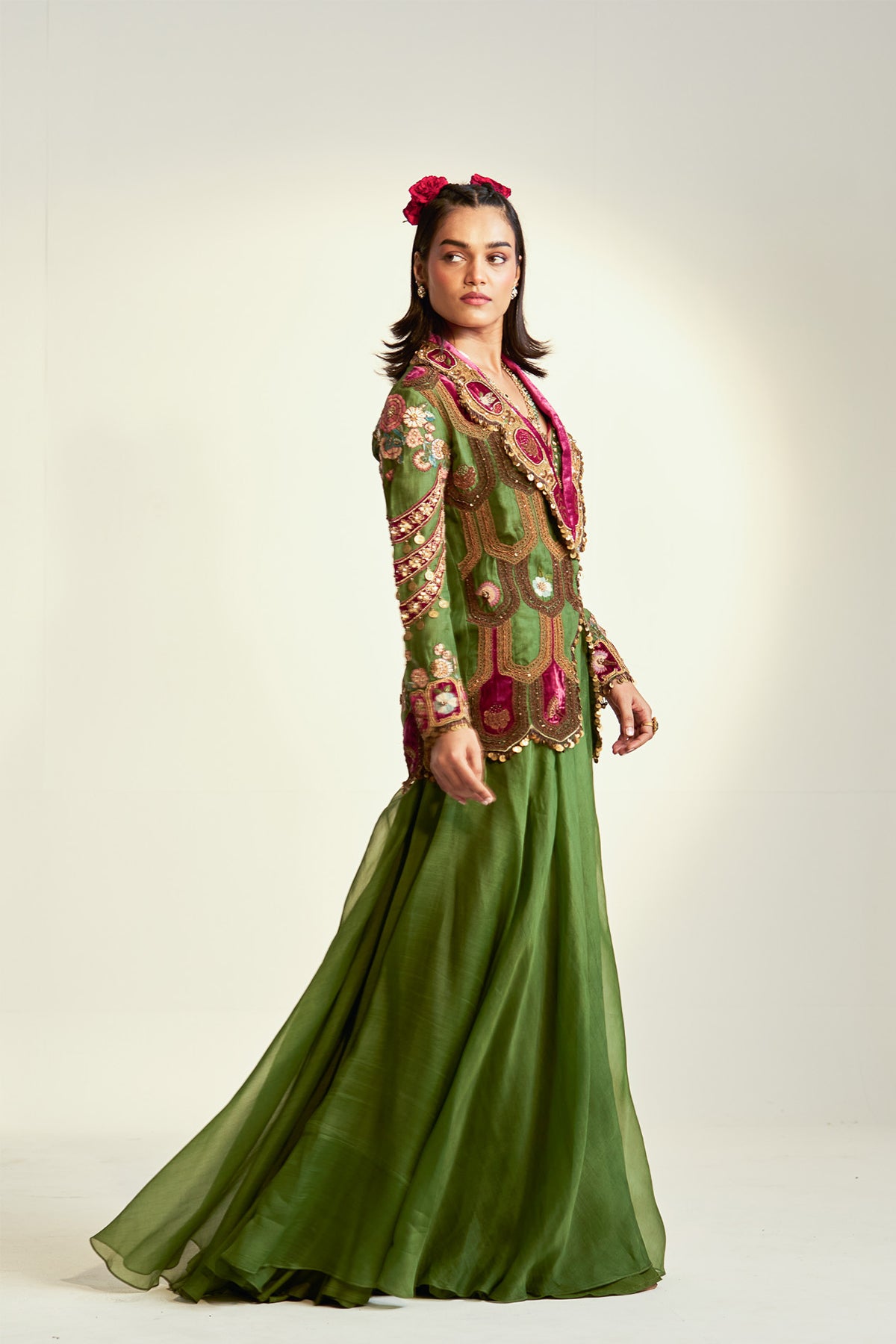 Scallop jacket and sharara set