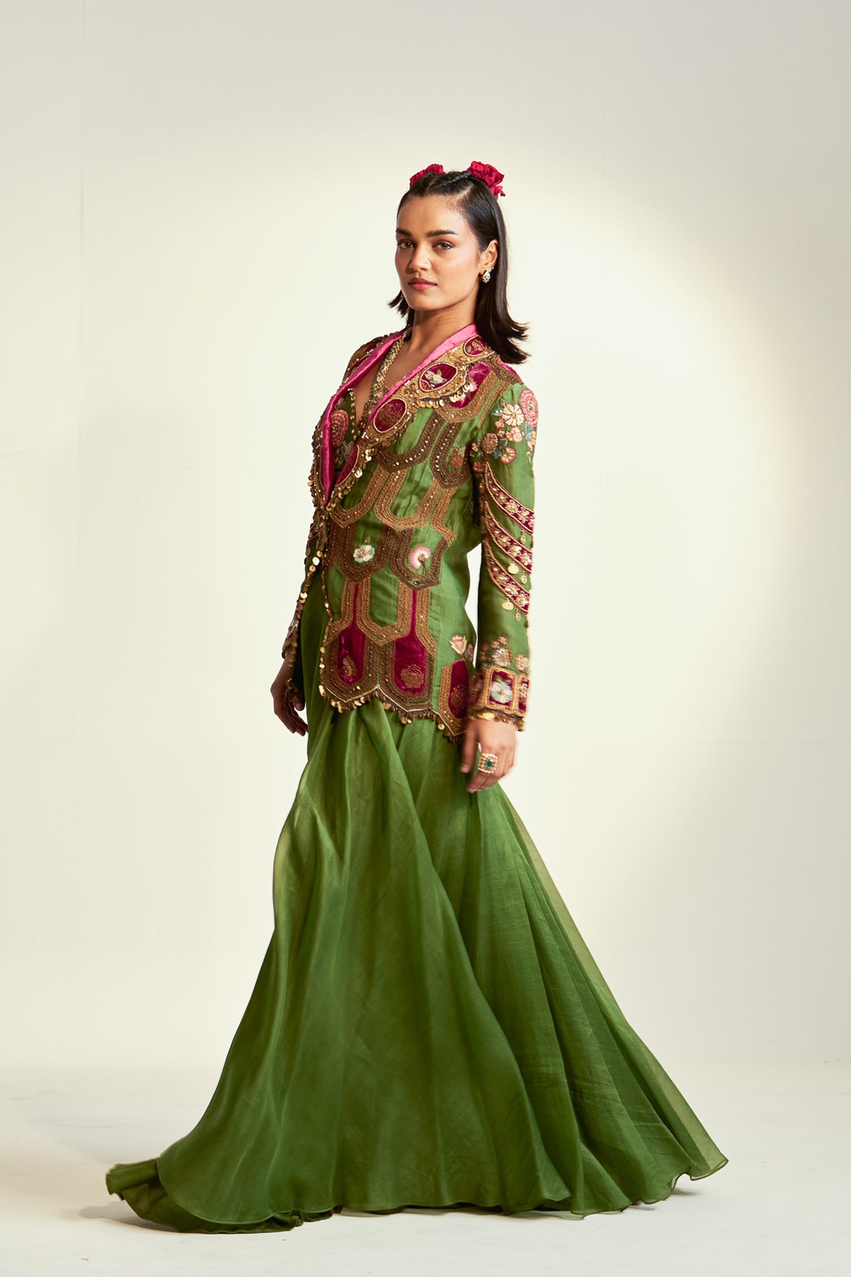 Scallop jacket and sharara set