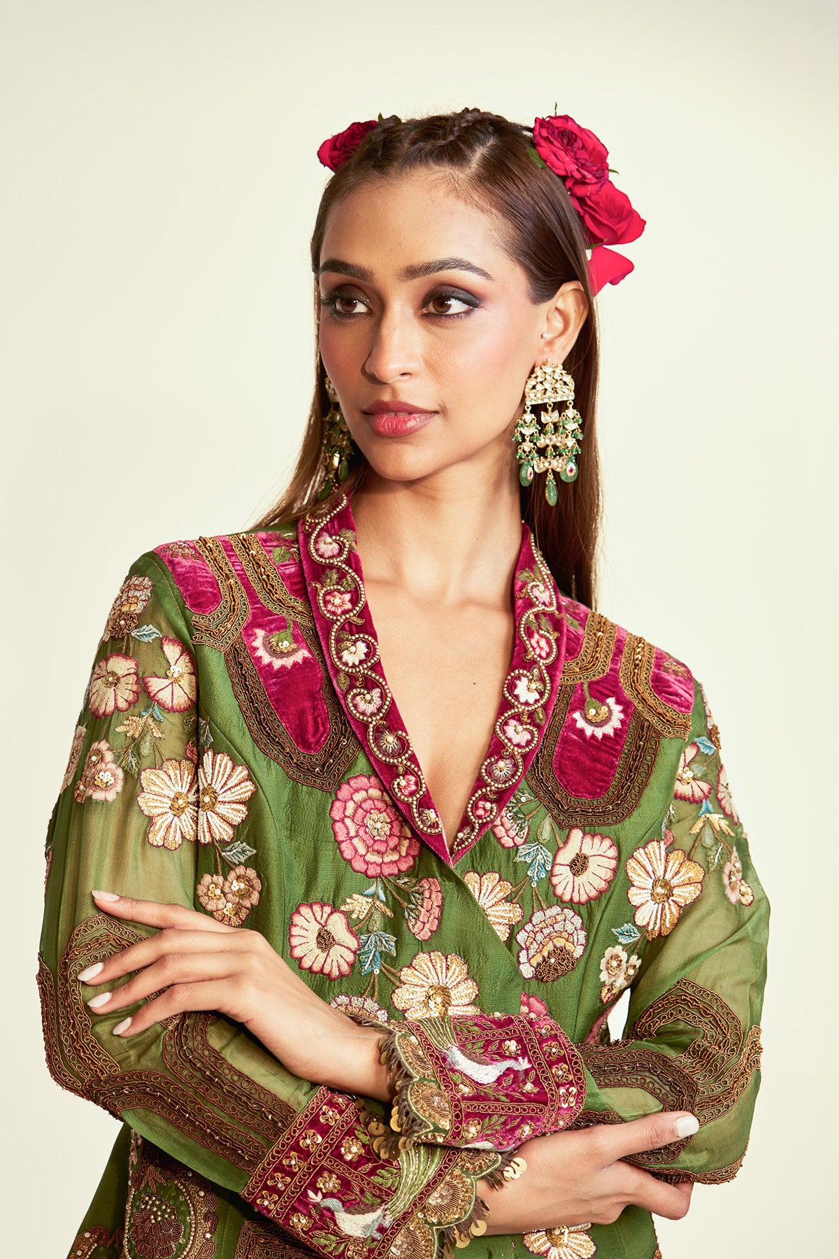 Heavy jacket and sharara set