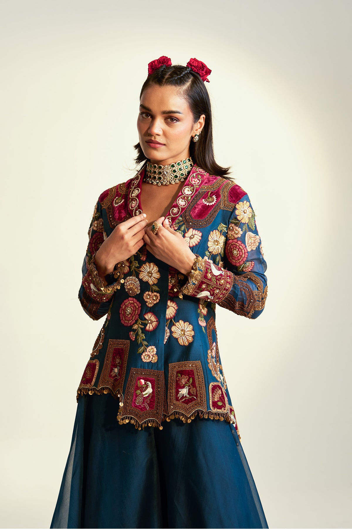 Heavy jacket and sharara set