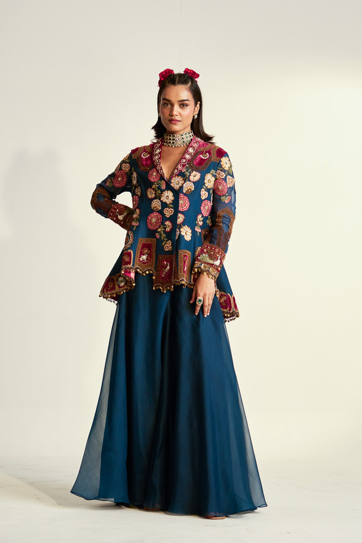 Heavy jacket and sharara set