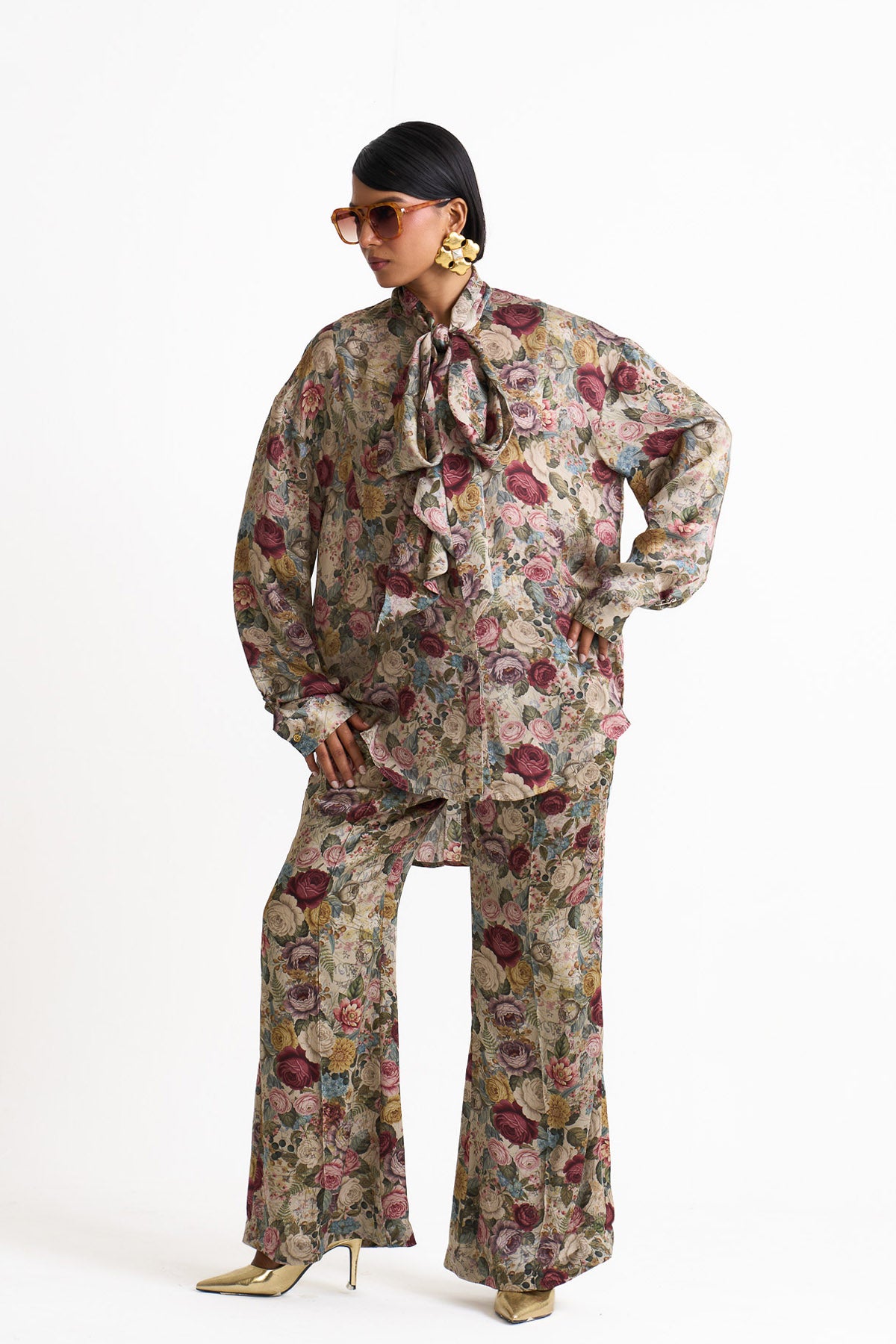 Vintage romance high low bow shirt