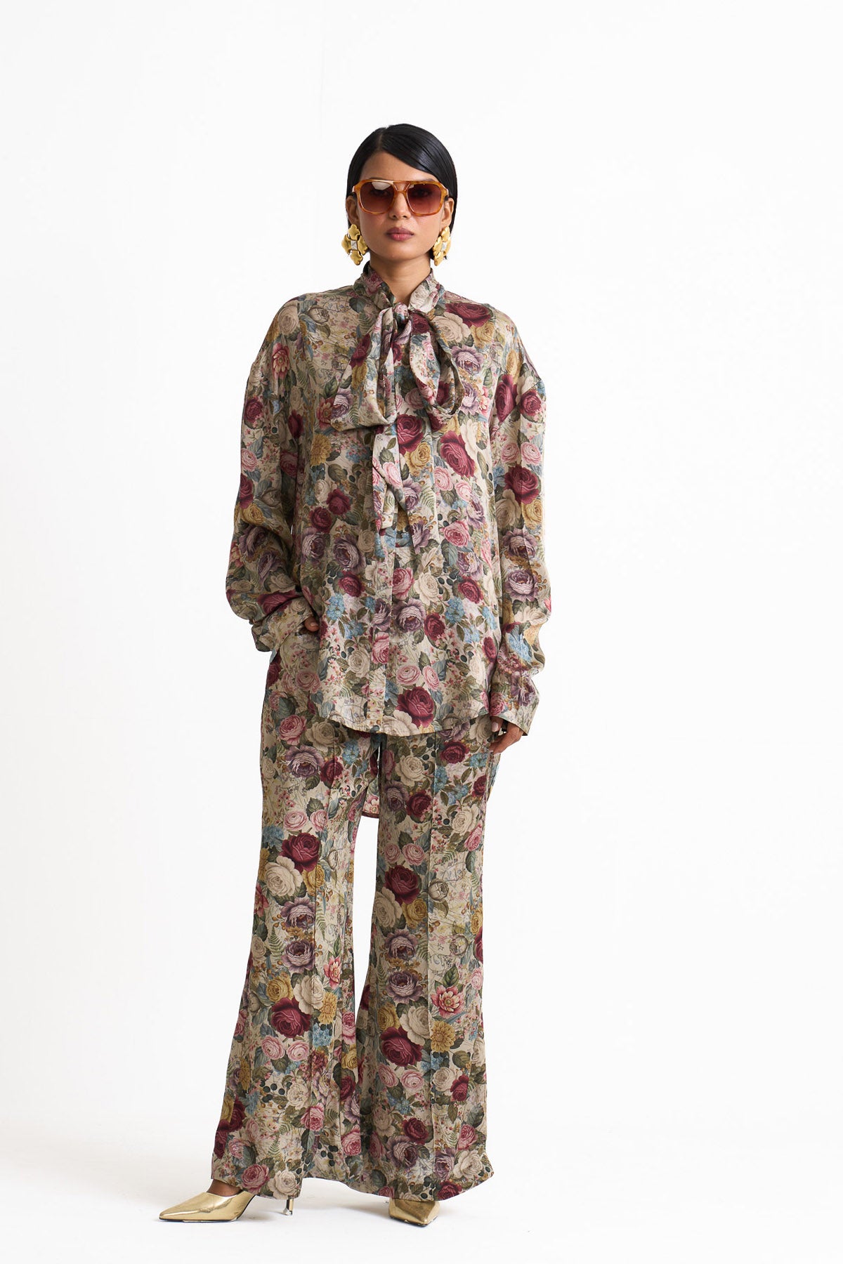 Vintage romance high low bow shirt