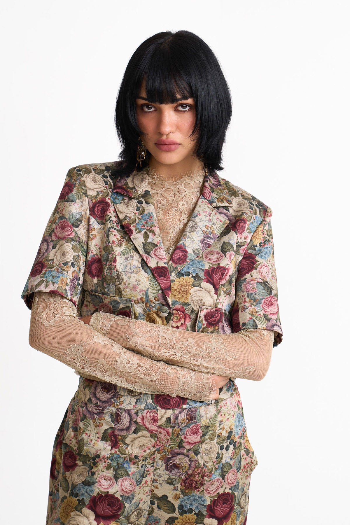 Vintage romance crop blazer