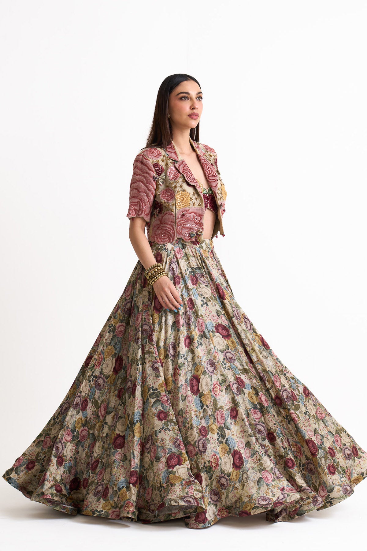 Vinatge romance crop blazer and skirt set