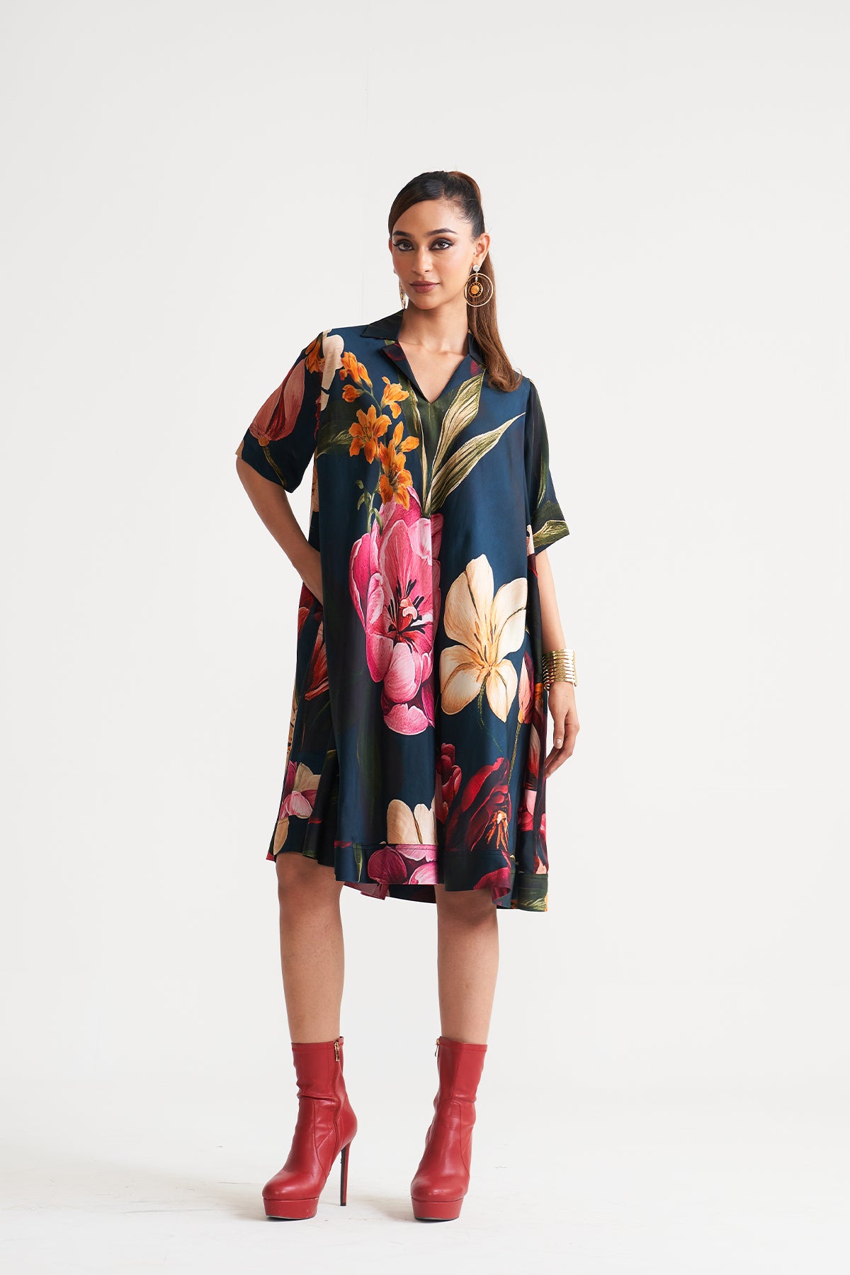 A-Line patch pocket dress