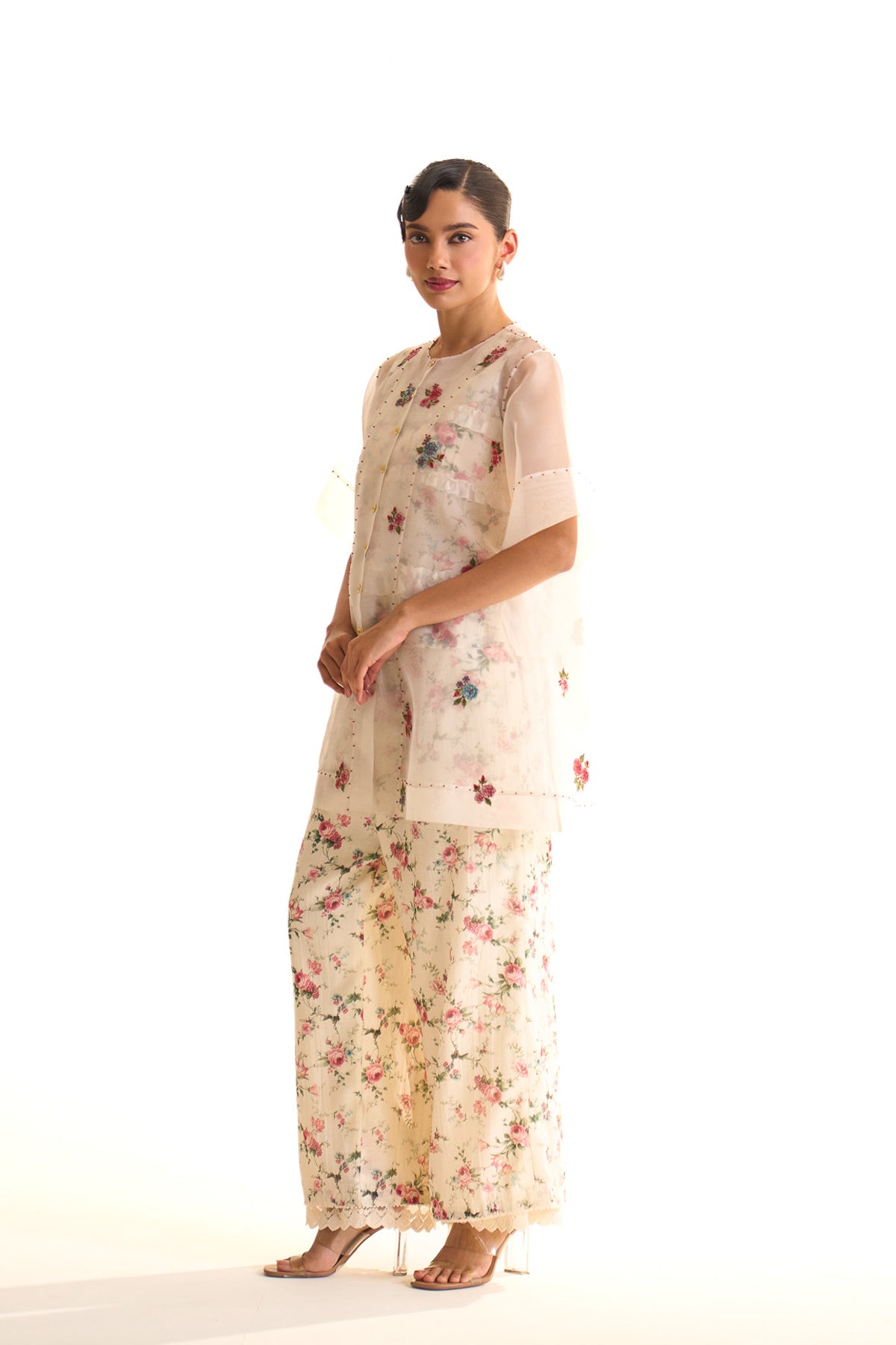Chandni Ruffle slip & organza shirt set