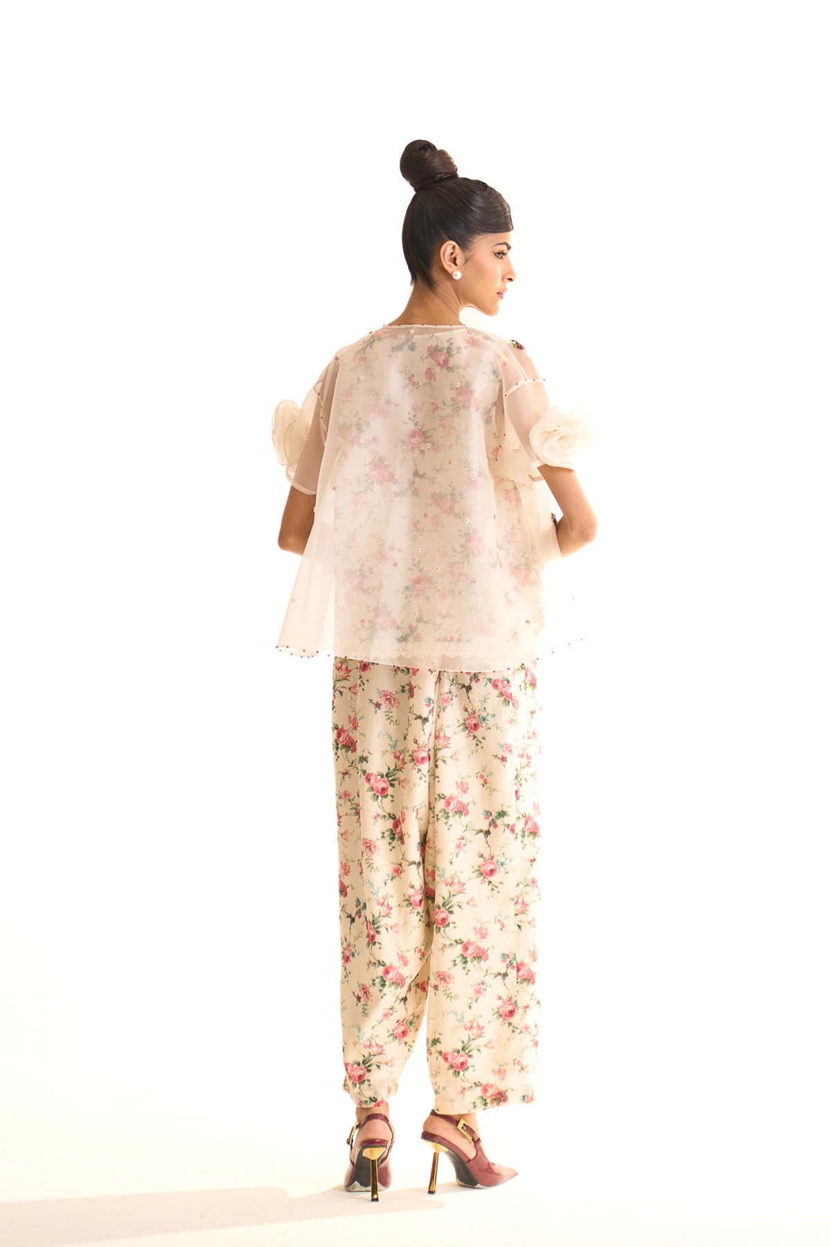 Chandni Organza rose shirt set