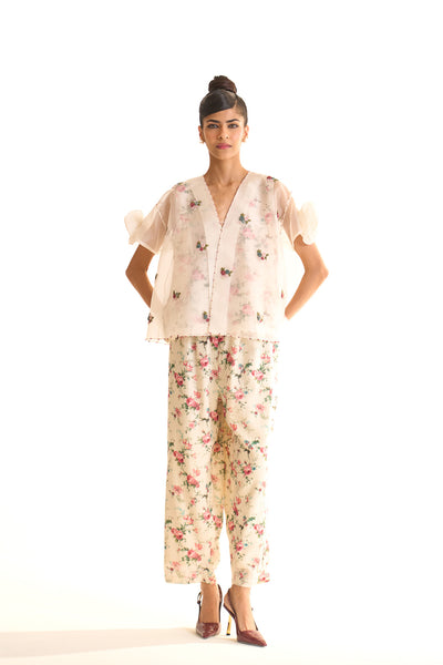 Chandni Organza rose shirt set