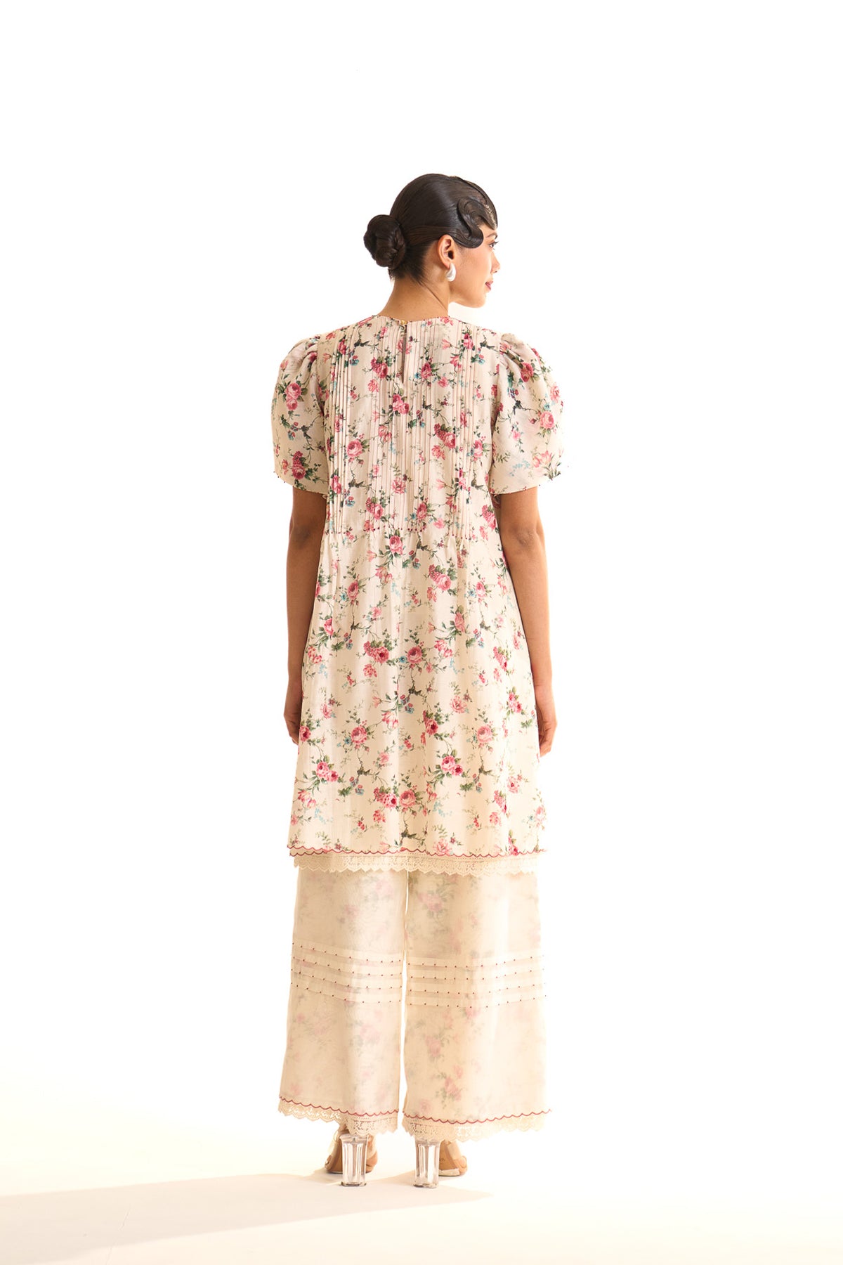 Chandni Pintucks ruffle sleeve tunic set