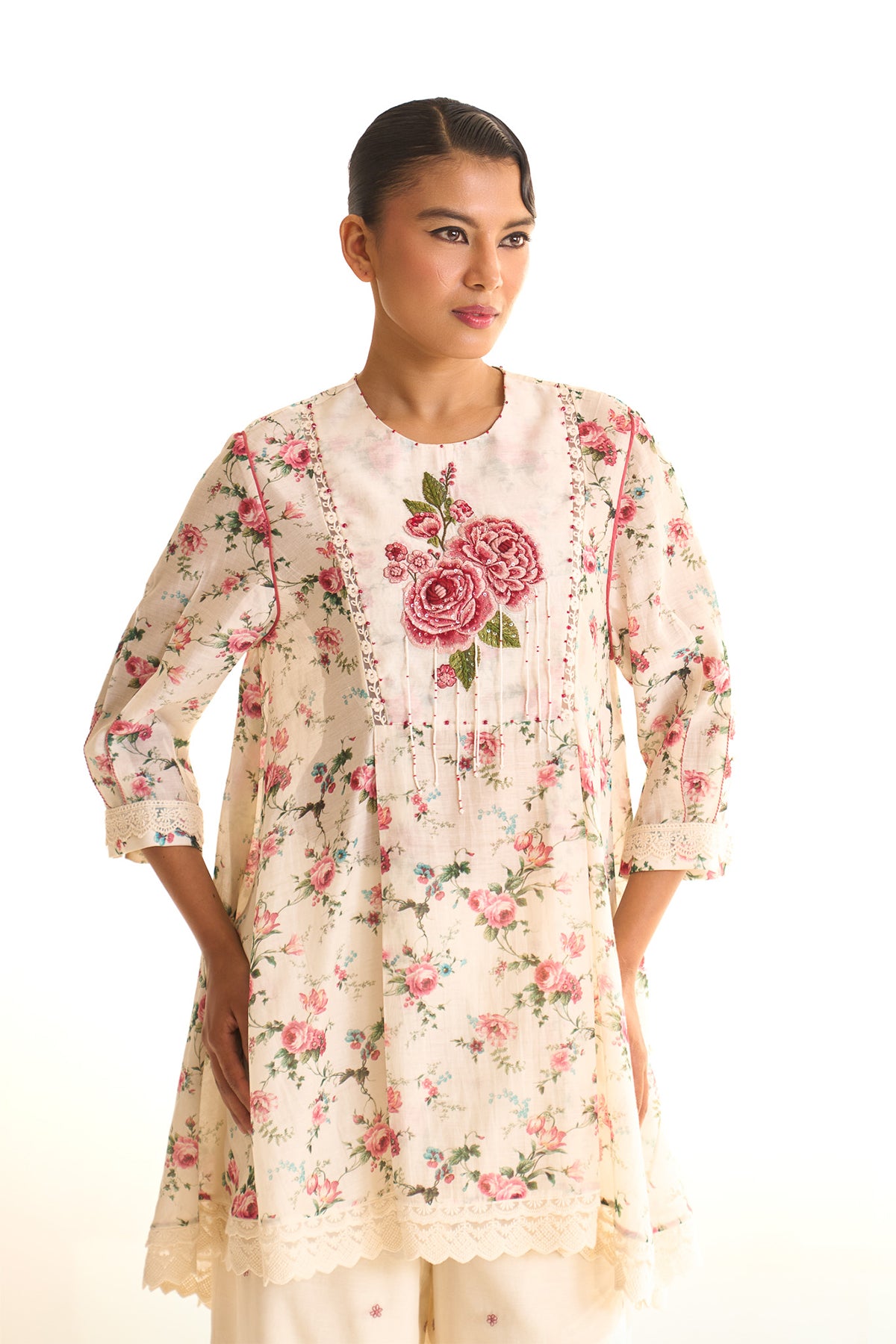 Chandni Pleated flared york embroidered set