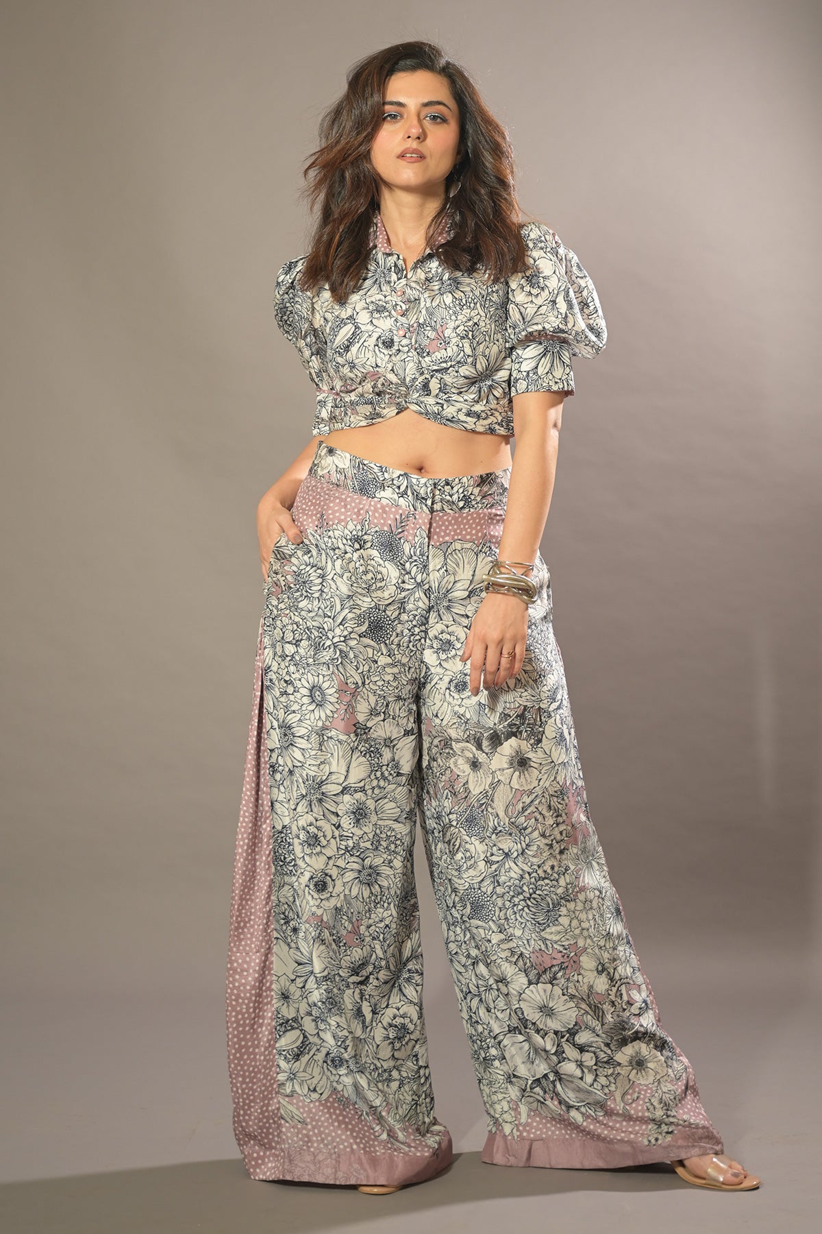Ridhi Dogra in Twisted Crop Top With Pleated Pant