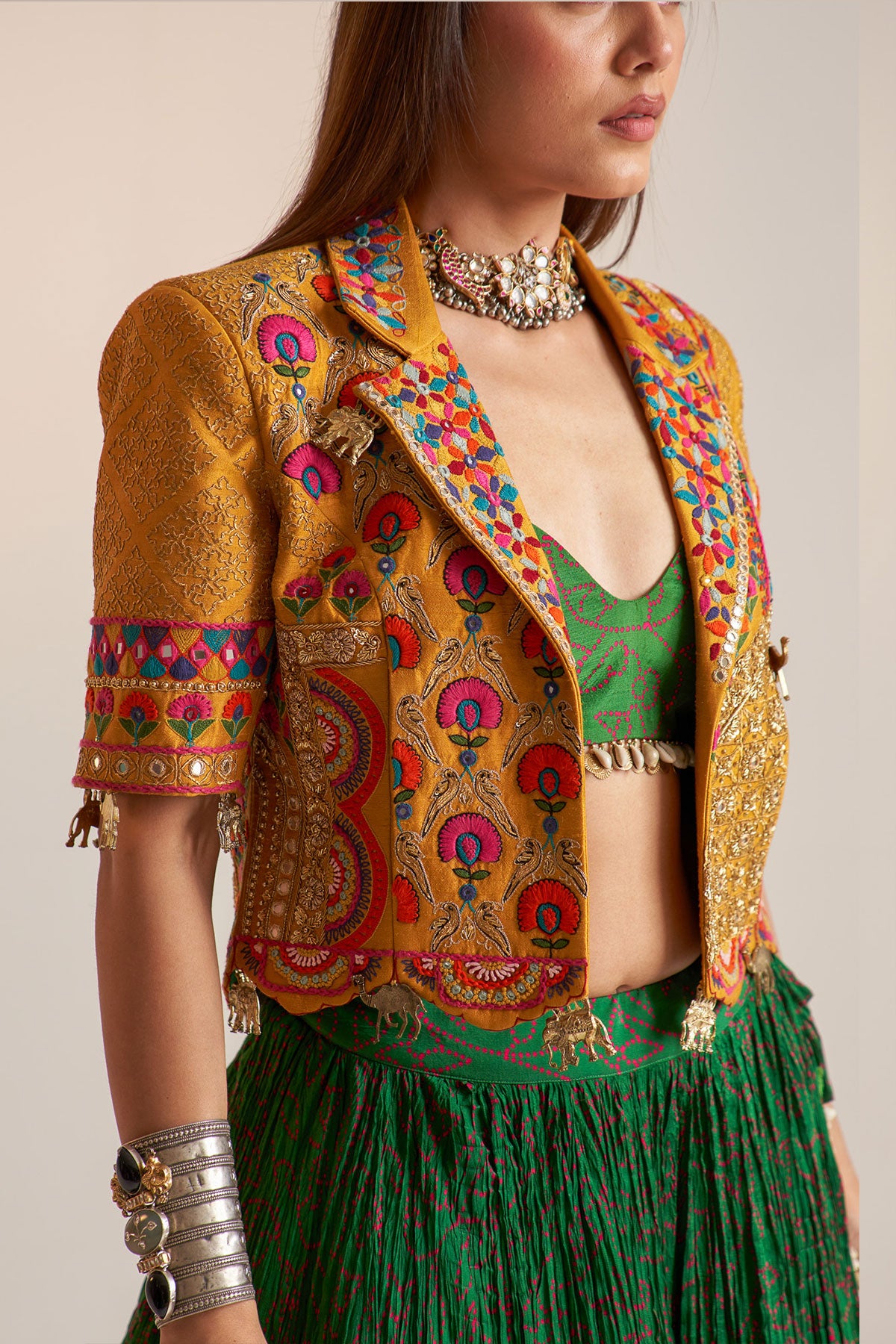Crop blazer lehenga set