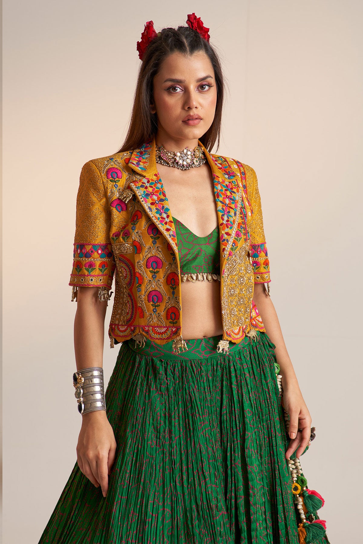Crop blazer lehenga set